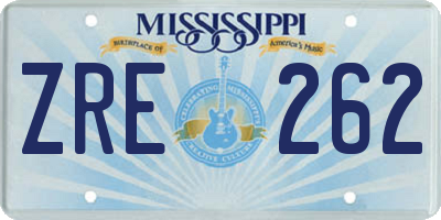MS license plate ZRE262