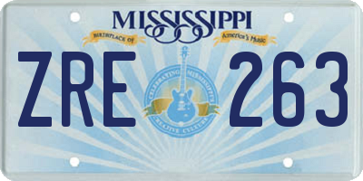 MS license plate ZRE263