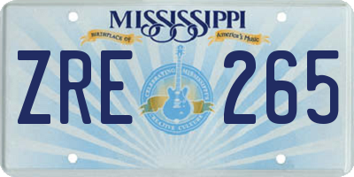 MS license plate ZRE265