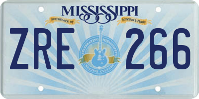 MS license plate ZRE266
