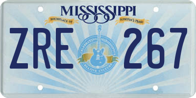 MS license plate ZRE267