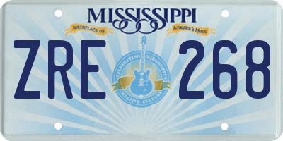 MS license plate ZRE268