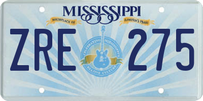 MS license plate ZRE275