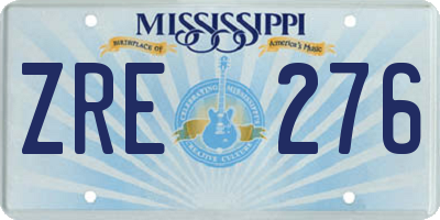 MS license plate ZRE276
