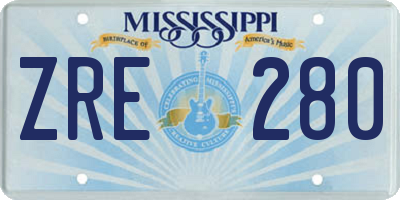 MS license plate ZRE280