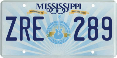 MS license plate ZRE289