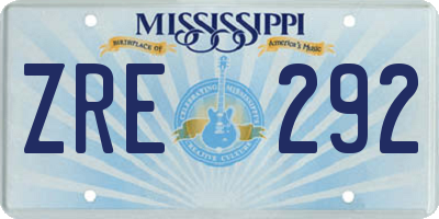 MS license plate ZRE292