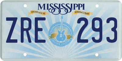 MS license plate ZRE293