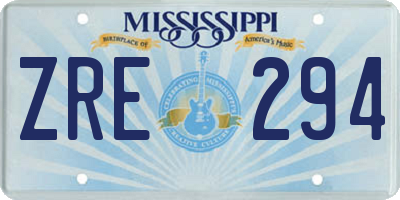 MS license plate ZRE294