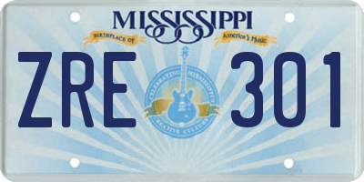 MS license plate ZRE301