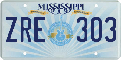 MS license plate ZRE303