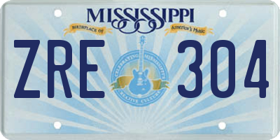 MS license plate ZRE304