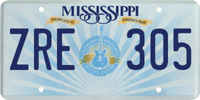 MS license plate ZRE305