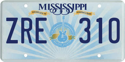 MS license plate ZRE310