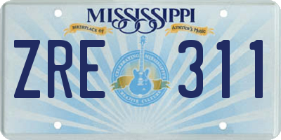 MS license plate ZRE311
