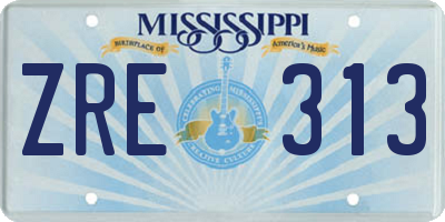 MS license plate ZRE313