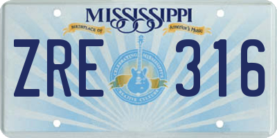 MS license plate ZRE316