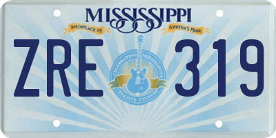 MS license plate ZRE319