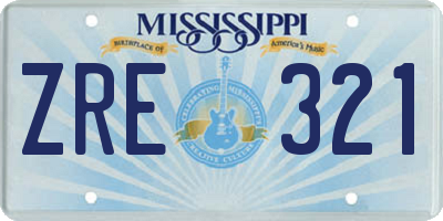 MS license plate ZRE321
