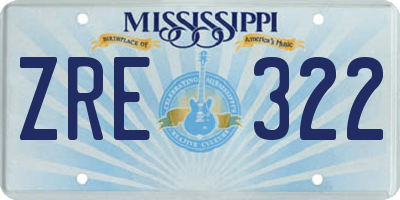 MS license plate ZRE322