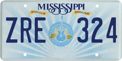 MS license plate ZRE324
