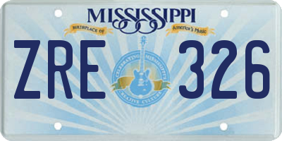 MS license plate ZRE326