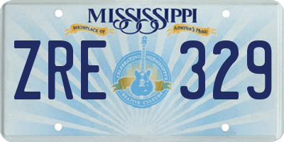 MS license plate ZRE329
