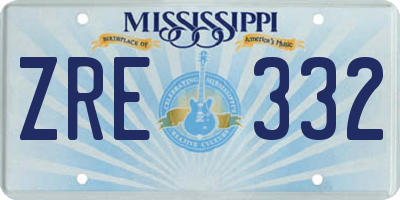 MS license plate ZRE332