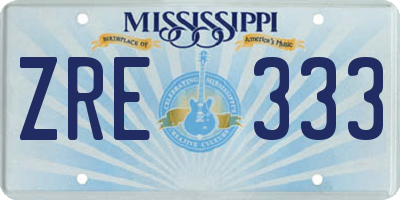 MS license plate ZRE333