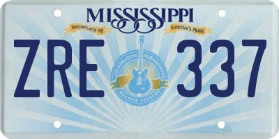 MS license plate ZRE337