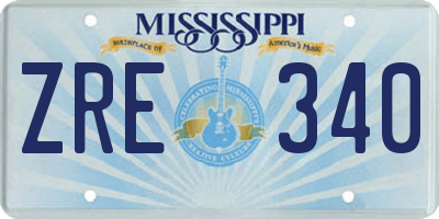 MS license plate ZRE340