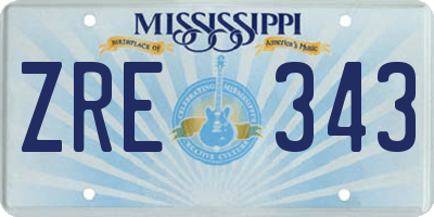 MS license plate ZRE343