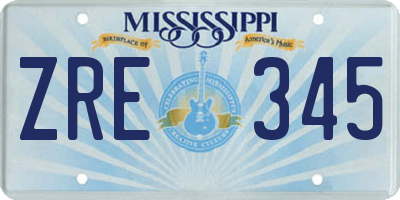 MS license plate ZRE345
