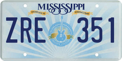 MS license plate ZRE351