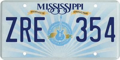 MS license plate ZRE354