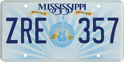 MS license plate ZRE357