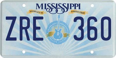 MS license plate ZRE360