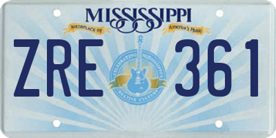 MS license plate ZRE361