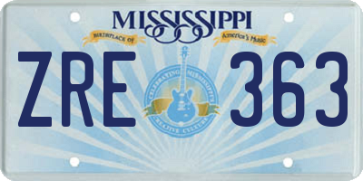 MS license plate ZRE363
