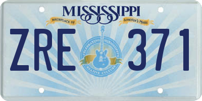 MS license plate ZRE371