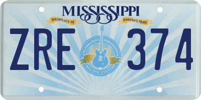 MS license plate ZRE374