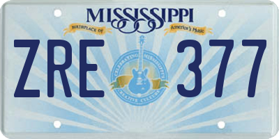 MS license plate ZRE377