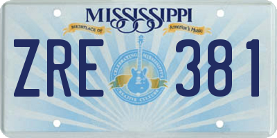 MS license plate ZRE381