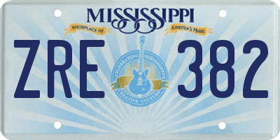 MS license plate ZRE382