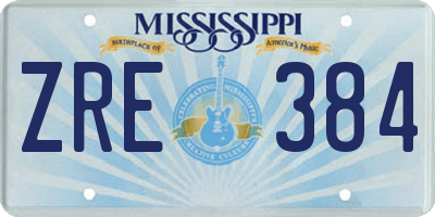 MS license plate ZRE384