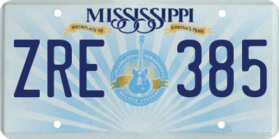 MS license plate ZRE385