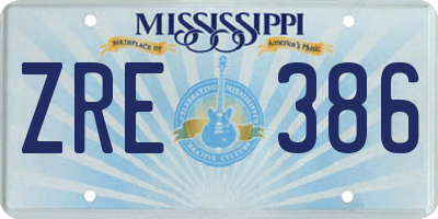 MS license plate ZRE386