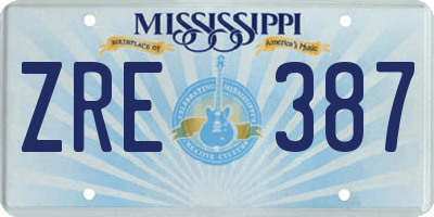 MS license plate ZRE387