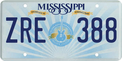 MS license plate ZRE388