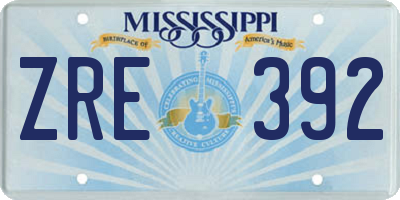 MS license plate ZRE392